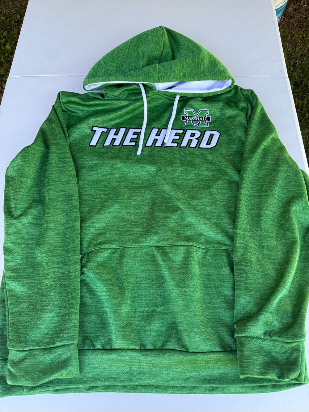 Colosseum White and Green Marshall Thundering Herd Men's Hoodie